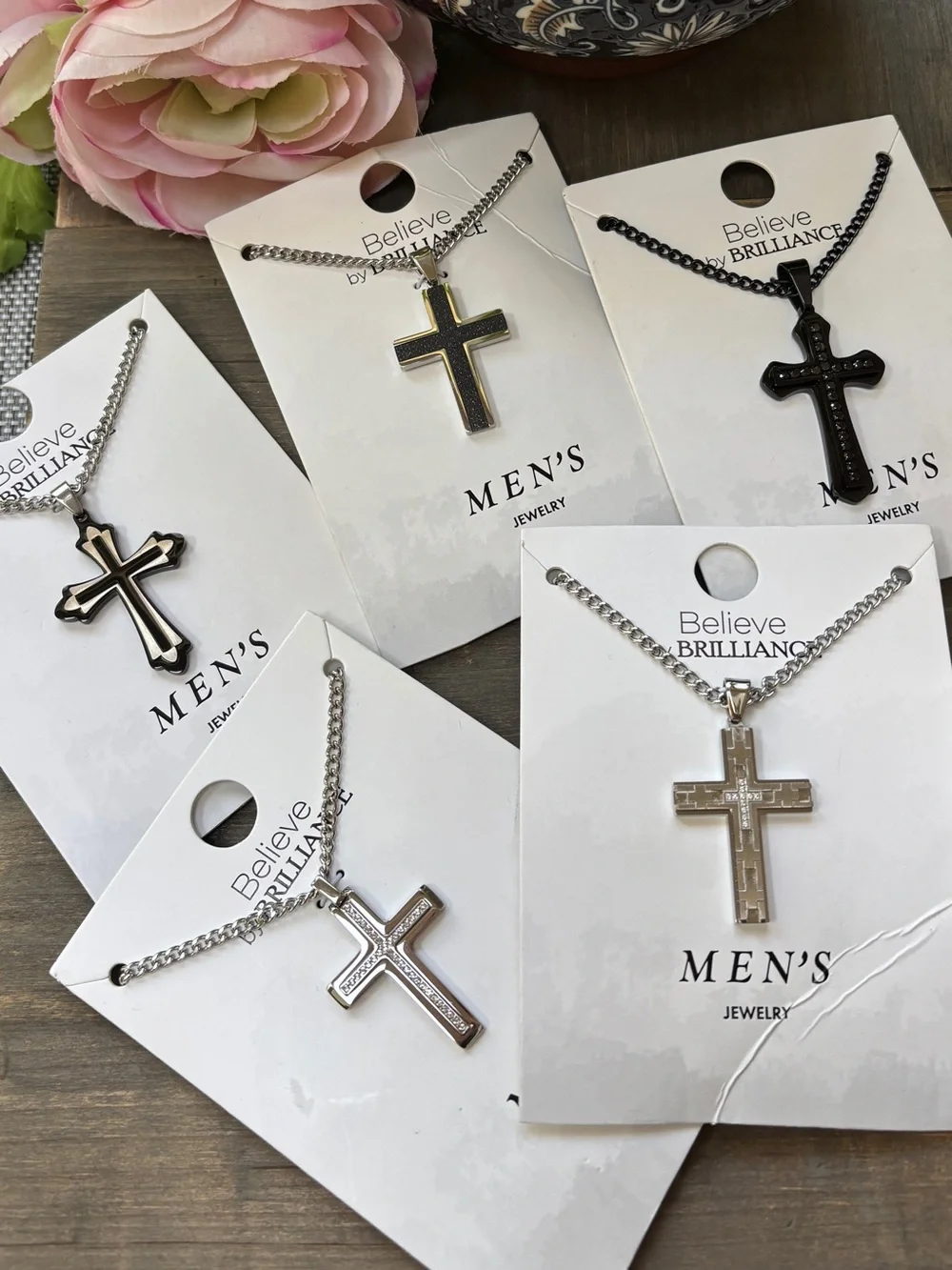 Believe by Brilliance Men's Cross Necklaces NWT (set of 5)